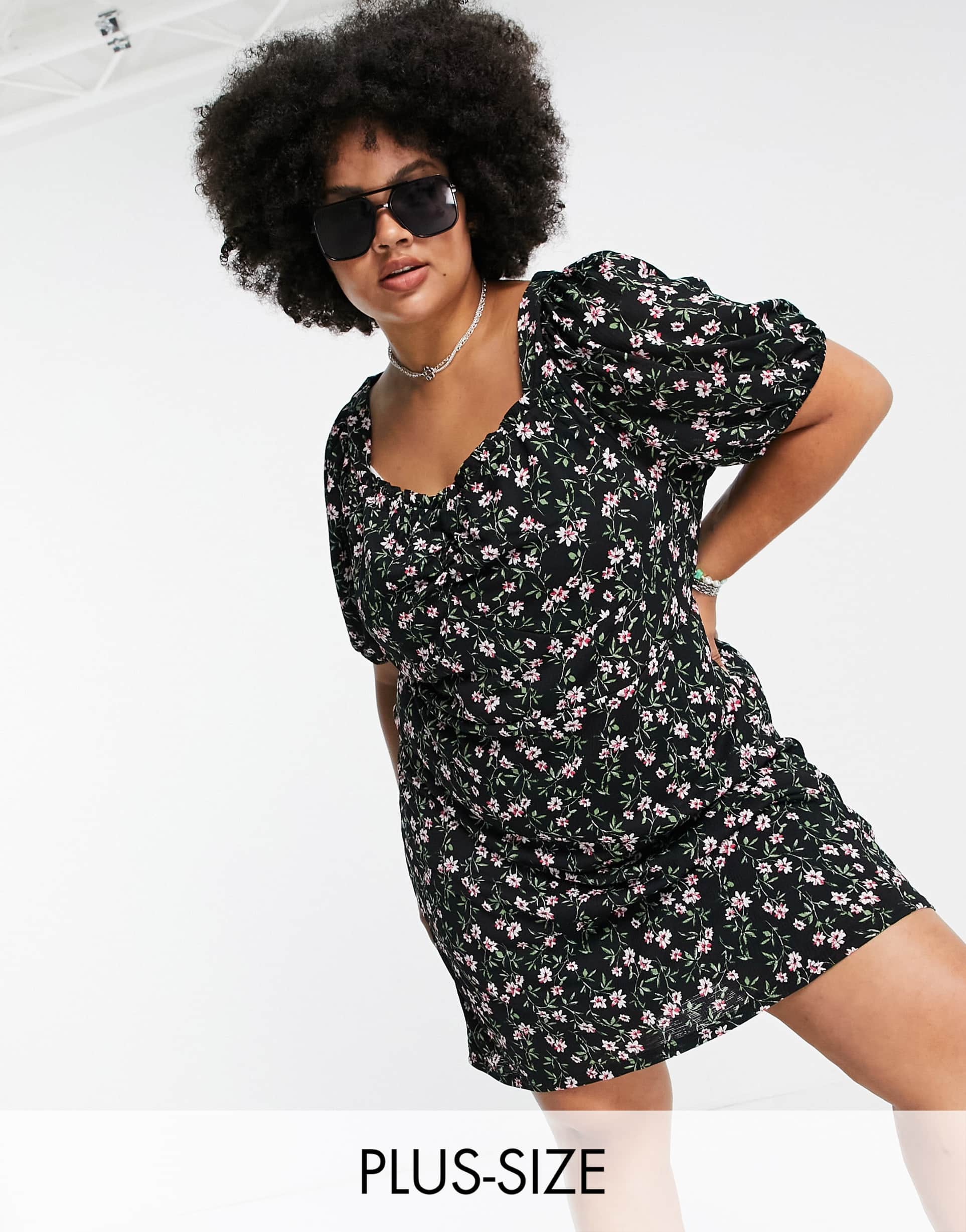 only curve mini dress with ruched bust detail in floral print