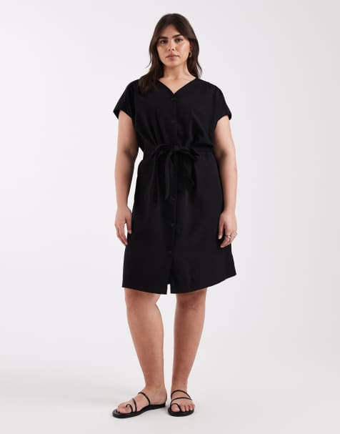 ONLY Curve - Mini jurk met gestrikte taille in zwart - view 1