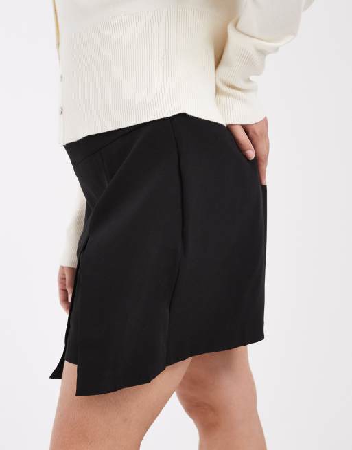 ONLY Curve - minifalda pantalón plisada negra, 3 de 5