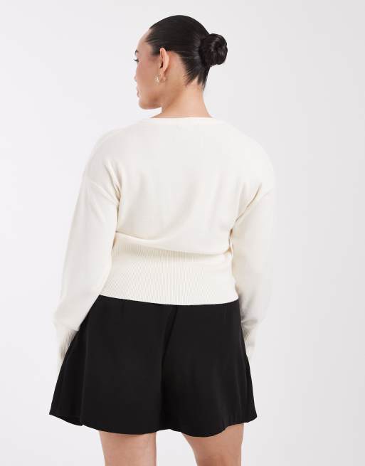 ONLY Curve minigonna pantalone a vita alta plissettata nera, 5 di 5