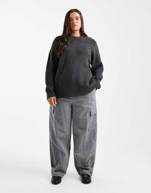 ONLY Curve – Mörkgrå tröja med hög ringning, 2 av 4