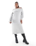 [Only Curve] ONLY Curve off shoulder midaxi knitted dress in light grey S Light grey