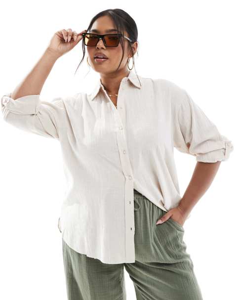 ONLY Curve – Oversize-Hemd in Creme - view 1