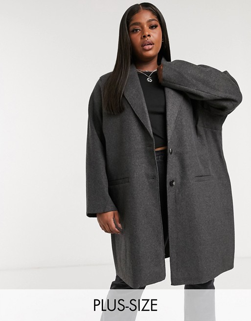 Only Curve oversized coat in grey