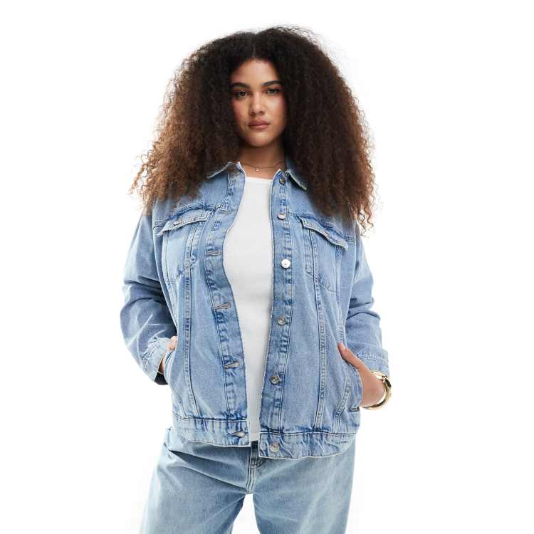 ONLY Curve oversized denim jacket in light blue wash | ASOS