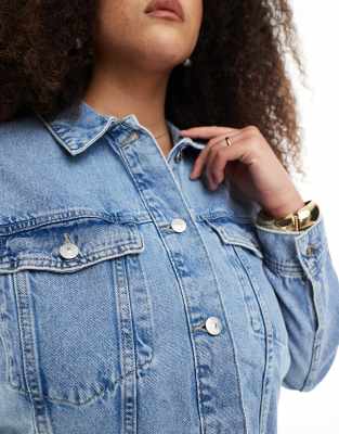 Only Curve Oversized Denim Jacket In Blue
