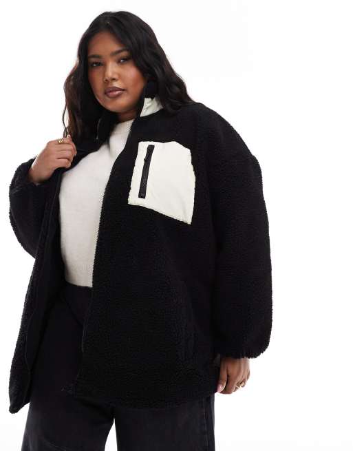 Fashion Only Sherpa Jacket ONLY Curve Oversized Funnel Neck Teddy