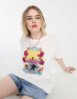 Only Curve Oversized Graphic T-shirt In White