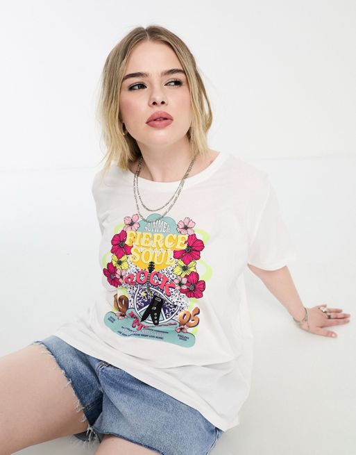 Only Curve Oversized Graphic T Shirt In White Asos 7016