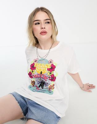 Only Curve oversized graphic t-shirt in white