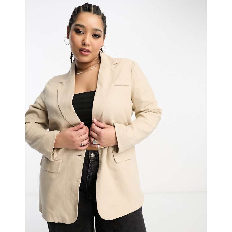 Plus size women's linen on sale blazers