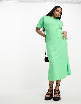 Only Curve Oversized Maxi T-shirt Dress In Bright Green