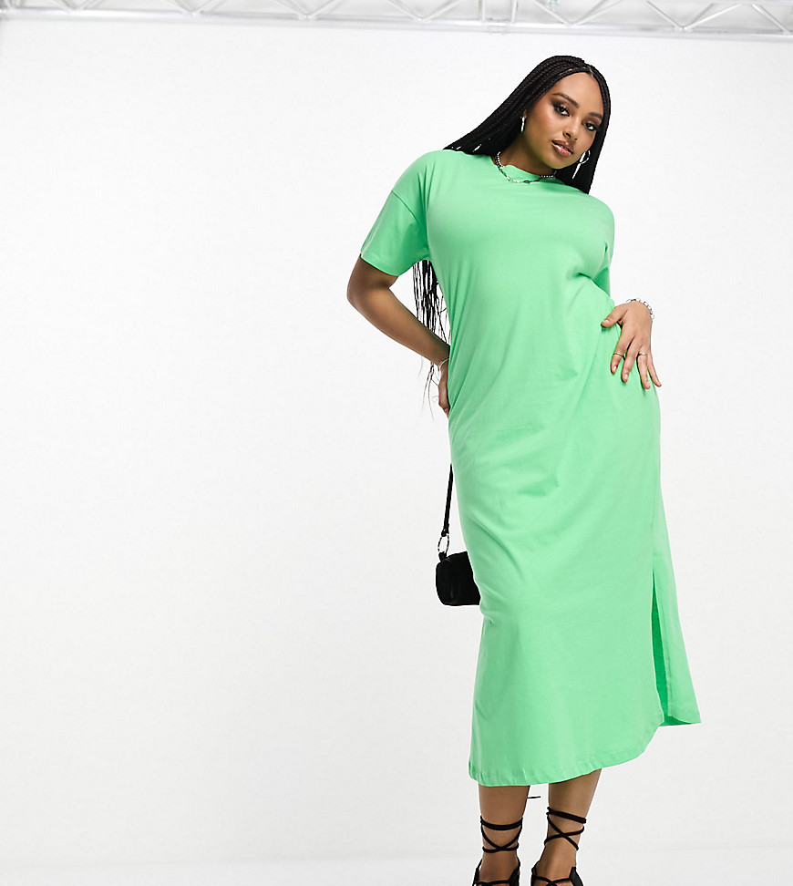 Only Curve Oversized Maxi T-shirt Dress In Bright Green