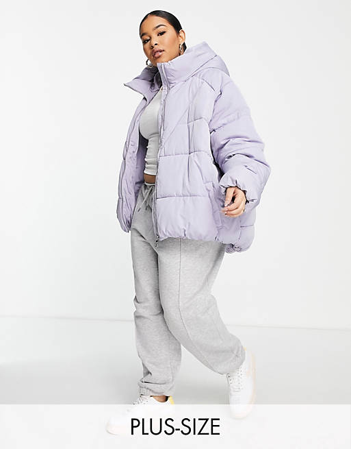  Only Curve oversized padded jacket in lilac 