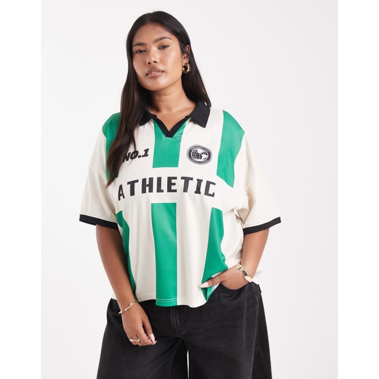 ONLY Curve oversized soccer tee in white & green | ASOS