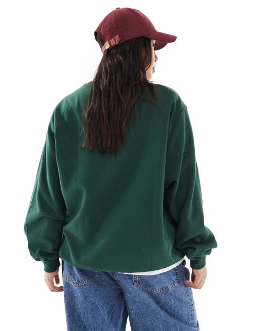 ONLY Curve - Oversized sweatshirt met teddybeerprint in donkergroen, 3 van 4