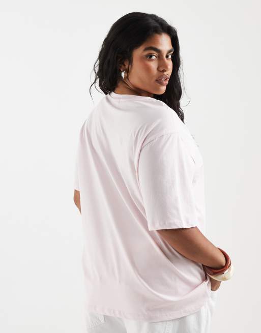 ONLY Curve oversized t-shirt with matcha print in baby pink, 4 of 4