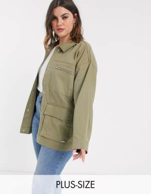 plus size green utility jacket