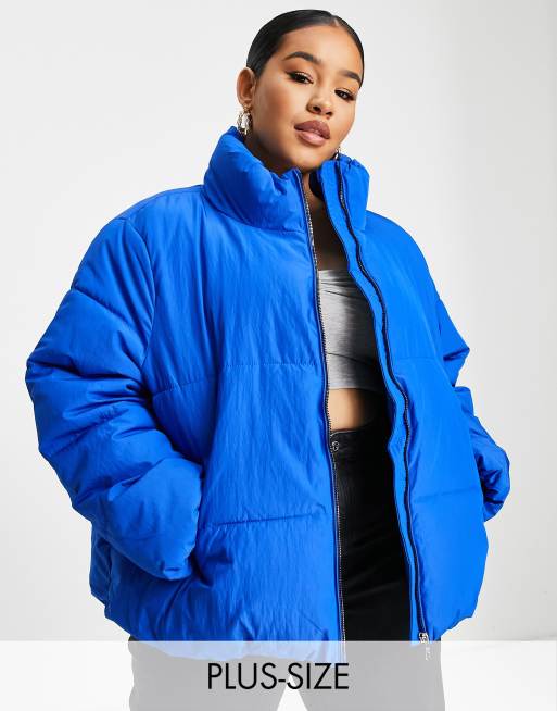 Only Curve padded jacket in bright blue