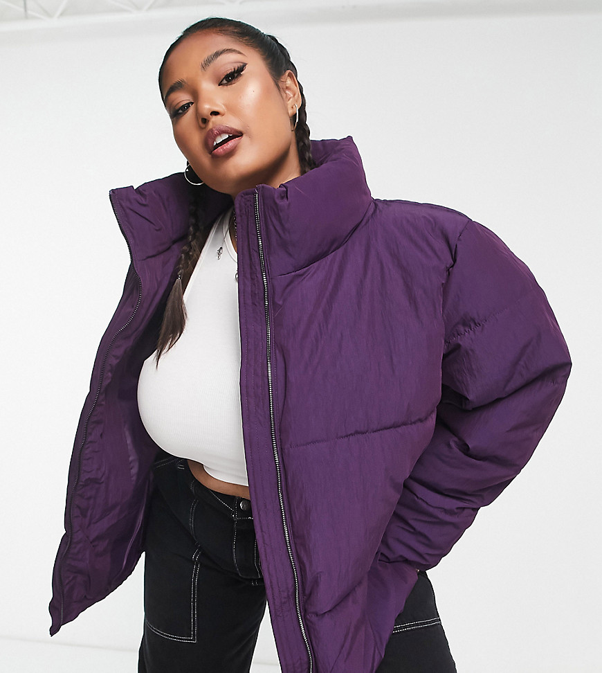 Only Curve padded jacket in purple-Green