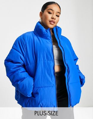 Only Curve padded short jacket in blue