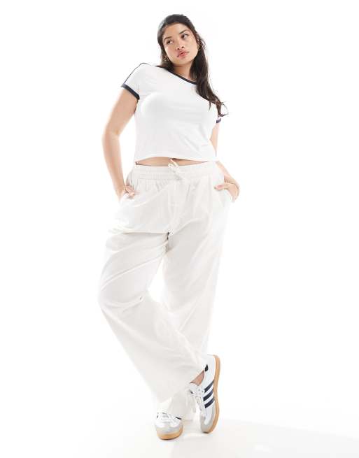 ONLY Curve - Pantalon à enfiler - Blanc 