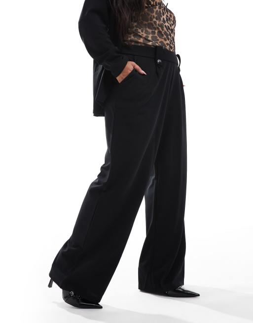 Only Curve - Pantalon ample d'ensemble à double boutonnage - Noir , 4 de 5