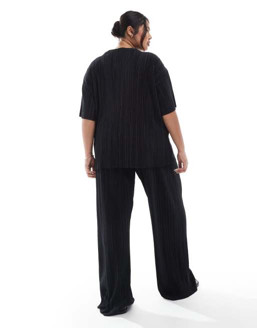 ONLY Curve - Pantalon d'ensemble plissé ample - Noir, 2 de 5
