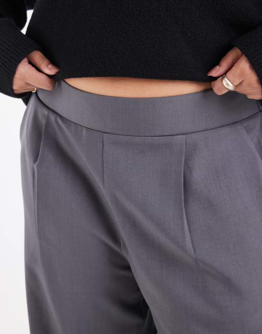 ONLY Curve pantalones de sastre de pernera ancha en gris oscuro, 5 de 5