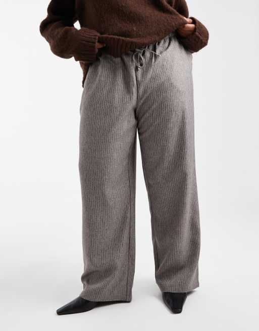 ONLY Curve - Pantaloni a fondo ampio grigi gessati, 2 di 5