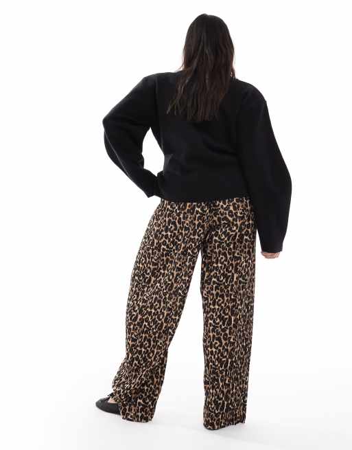 ONLY Curve - Pantaloni larghi con stampa animalier, 3 di 5