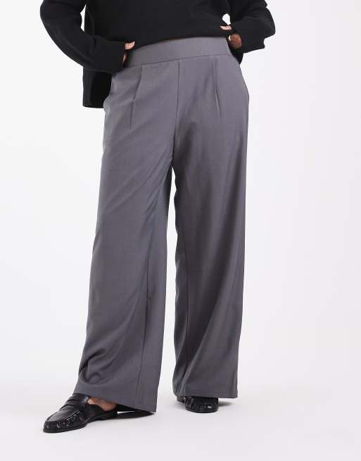 ONLY Curve pantaloni sartoriali a gamba larga in grigio scuro, 2 di 5