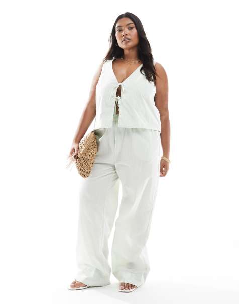 ONLY Curve pants and tank top set in gingham - view 1