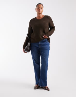 Only Curve Phoebe Flared Jeans In Blue