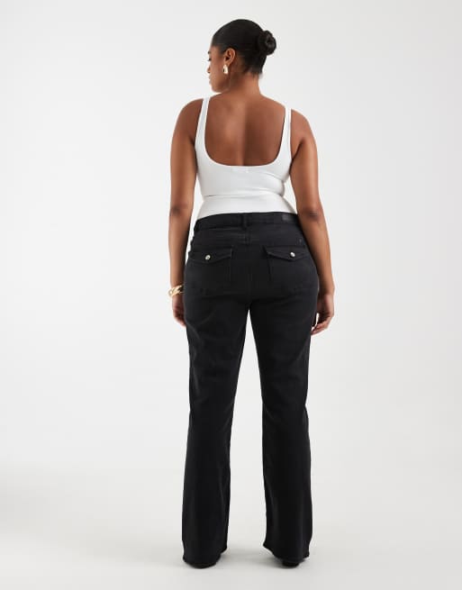 ONLY Curve Phoebe flared jeans in washed black, 3 of 5