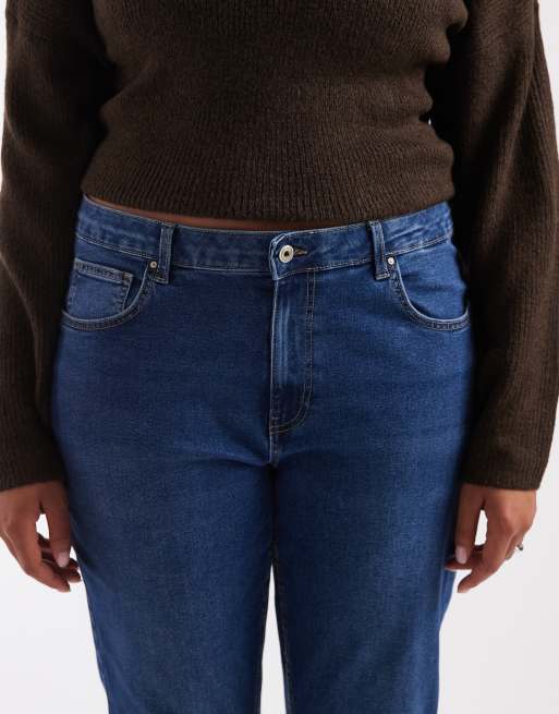 ONLY Curve Phoebe utsvängda jeans i mellanblå, 4 av 5
