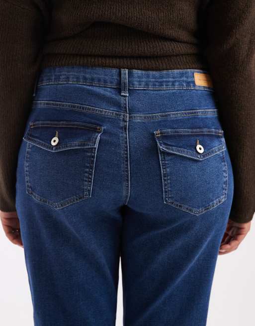ONLY Curve Phoebe utsvängda jeans i mellanblå, 5 av 5