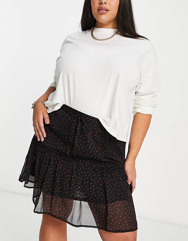ONLY Curve - polka dot mini skirt in black