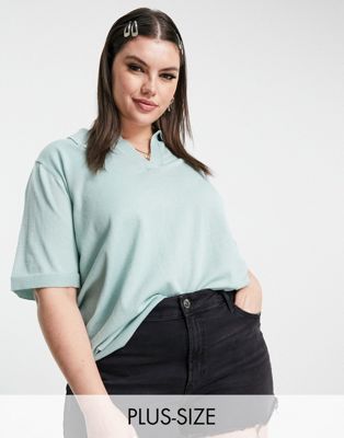 Only Curve polo top in light green