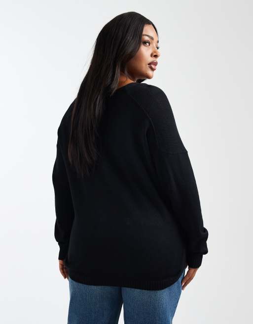 Only Curve - Pull col en V - Noir , 3 de 4