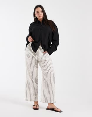 ONLY Curve pull on pants in black stripes black
