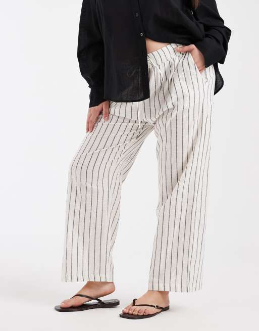 ONLY Curve pull on pants in black stripes, 2 of 5