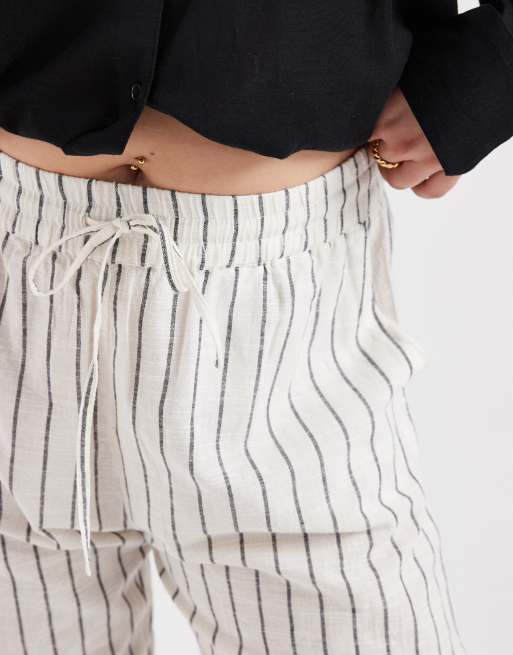ONLY Curve pull on pants in black stripes, 3 of 5