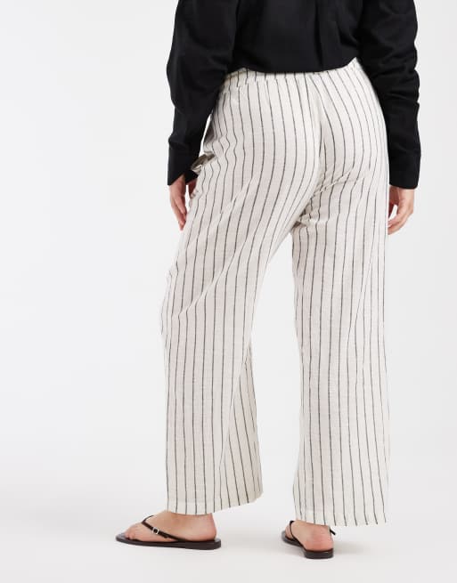 ONLY Curve pull on pants in black stripes, 4 of 5