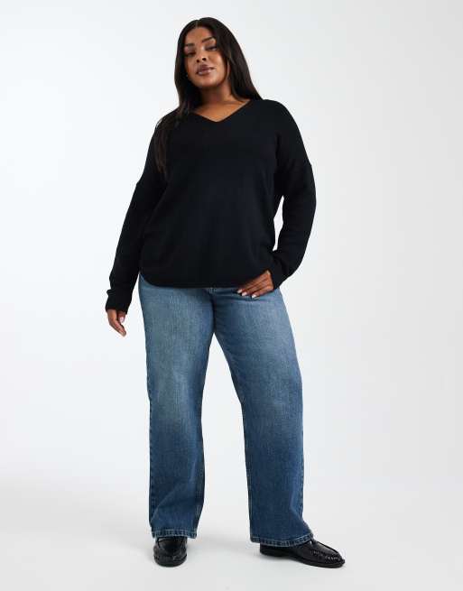Only Curve – Pullover in Schwarz mit V-Ausschnitt , 2 von 4