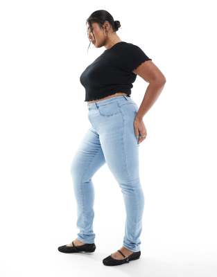 [Only Curve] ONLY Curve push up skinny jeans in light blue 50 L32 Light Blue Denim