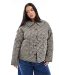 [Only Curve] ONLY Curve quilted jacket in black gingham XL BLACK