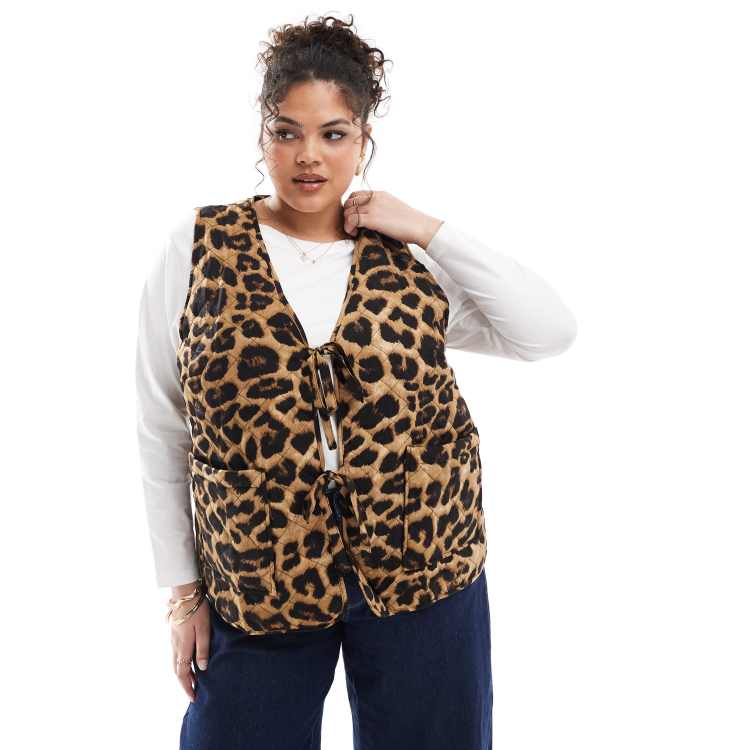 Plus size leopard vest best sale