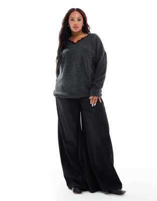 Only Curve Reversible Sweater In Gray