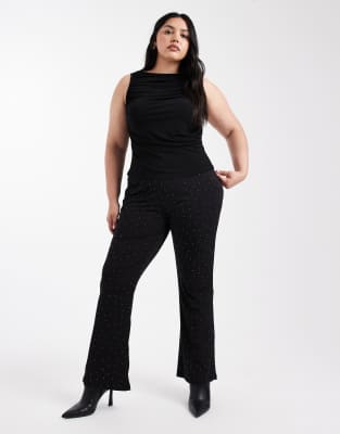 Only Curve ONLY Curve rhinestone flare trousers in black